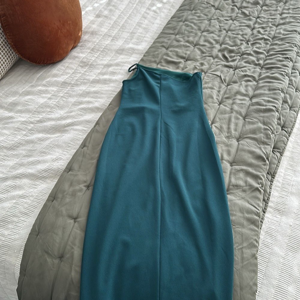 Lulu’s floor length high slit dress, teal - Picture 4 of 4